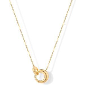14K Gold Plated Dainty Interlock Pendant Necklace for Women | Circle Link Pendan